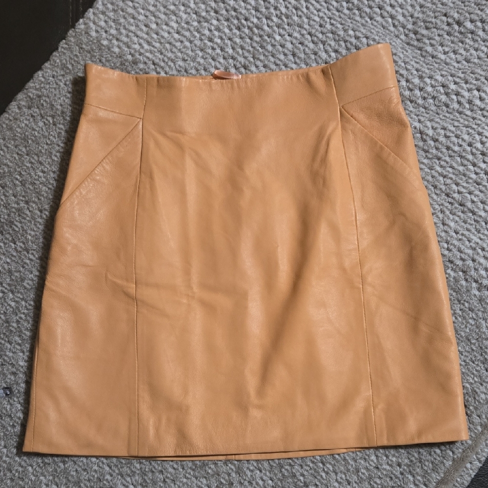 H&M Tan Leather Mini Skirt